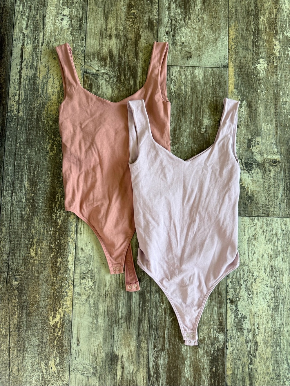 2 Intimately Free people double layer clean line bodysuits pink and purple - S